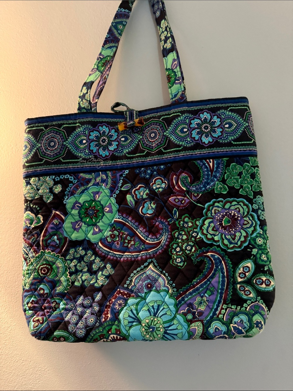 Vera Bradley Quilted Paisley Tote in Green, Blue & Purple